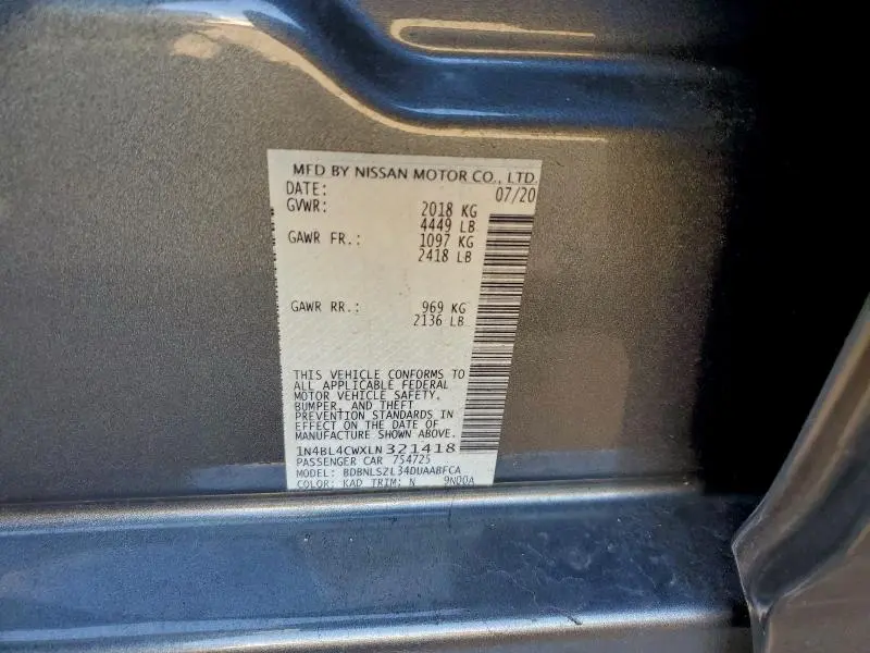 2020 NISSAN ALTIMA SR  