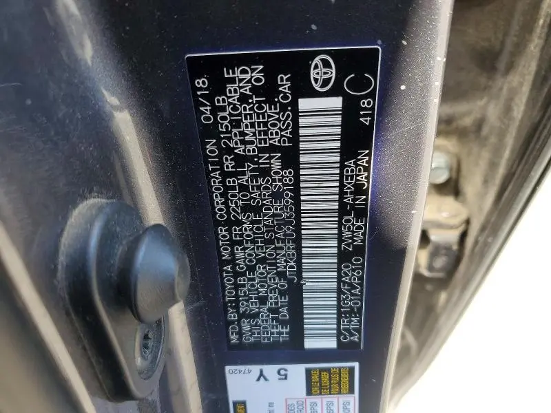 2018 TOYOTA PRIUS TWO  