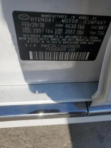 2016 HYUNDAI SONATA HYBRID  