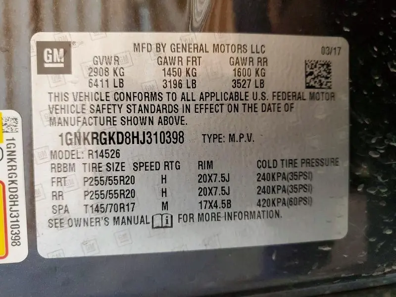 2017 CHEVROLET TRAVERSE LT  