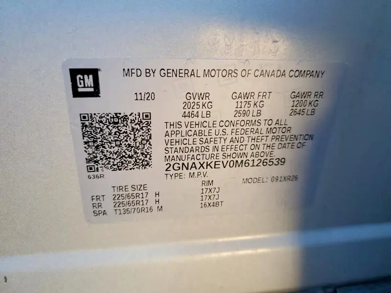 2021 CHEVROLET EQUINOX LT  