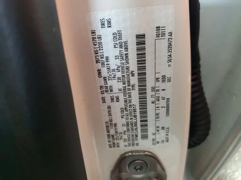 2020 FORD ESCAPE TITANIUM  