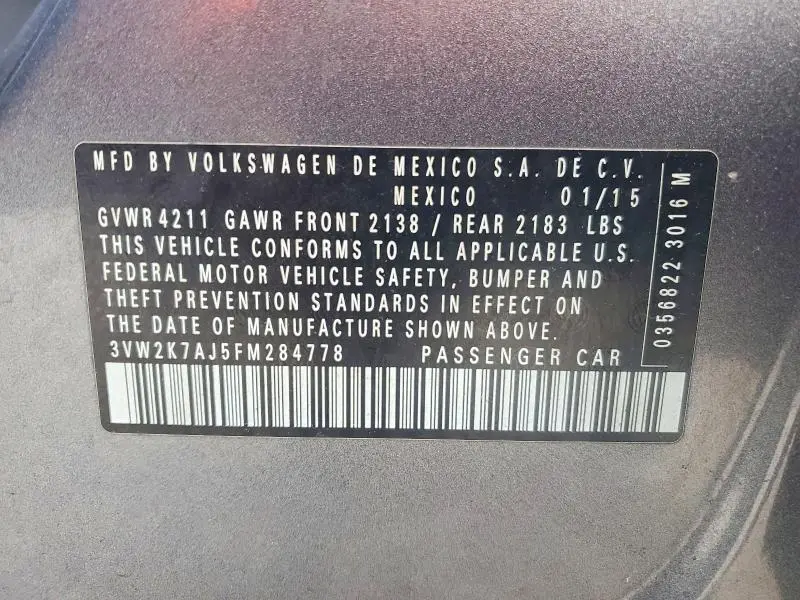 2015 VOLKSWAGEN JETTA BASE  