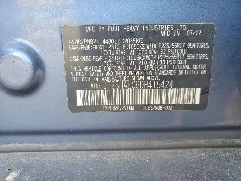 2013 SUBARU FORESTER LIMITED  