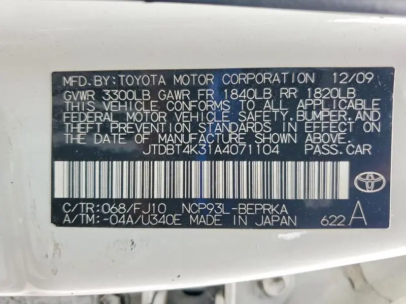 2010 TOYOTA YARIS BASE  