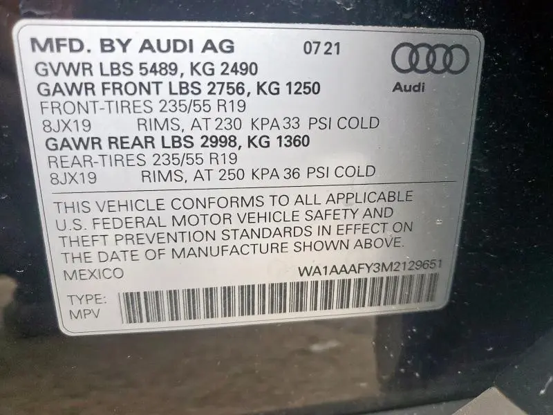 2021 AUDI Q5 PREMIUM  