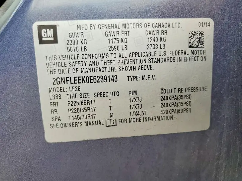 2014 CHEVROLET EQUINOX   