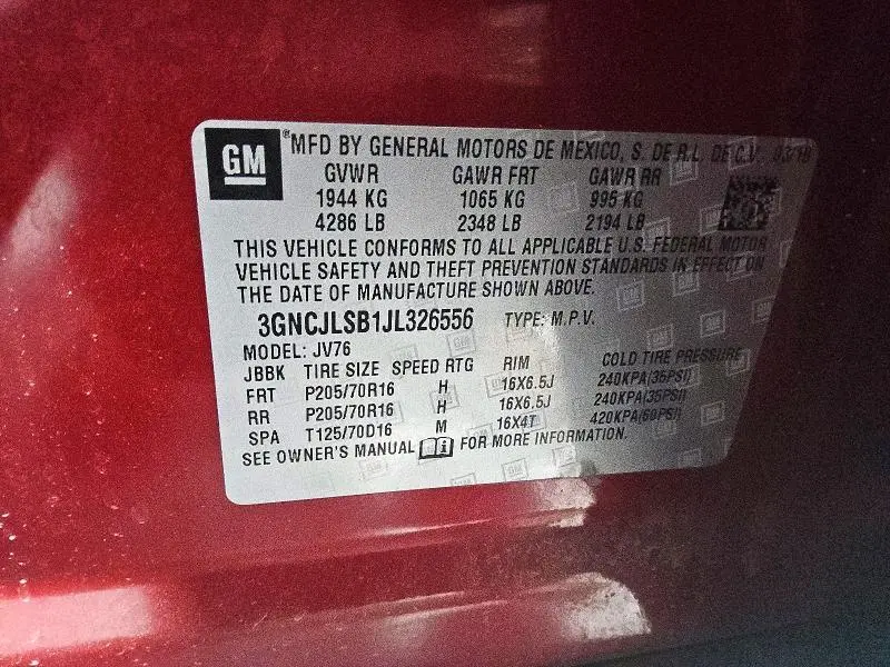 2018 CHEVROLET TRAX 1LT  