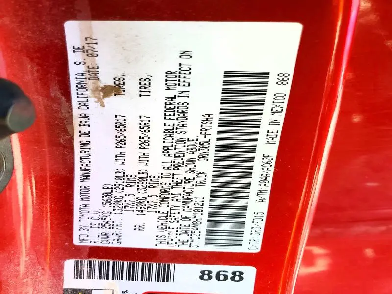 2017 TOYOTA TACOMA TRD SPORT  