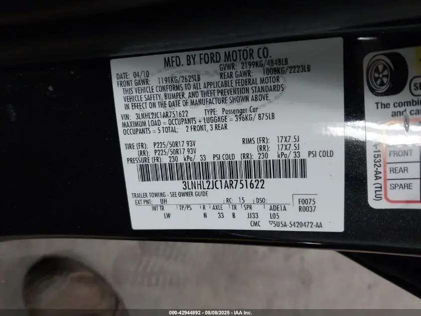 2010 LINCOLN MKZ  