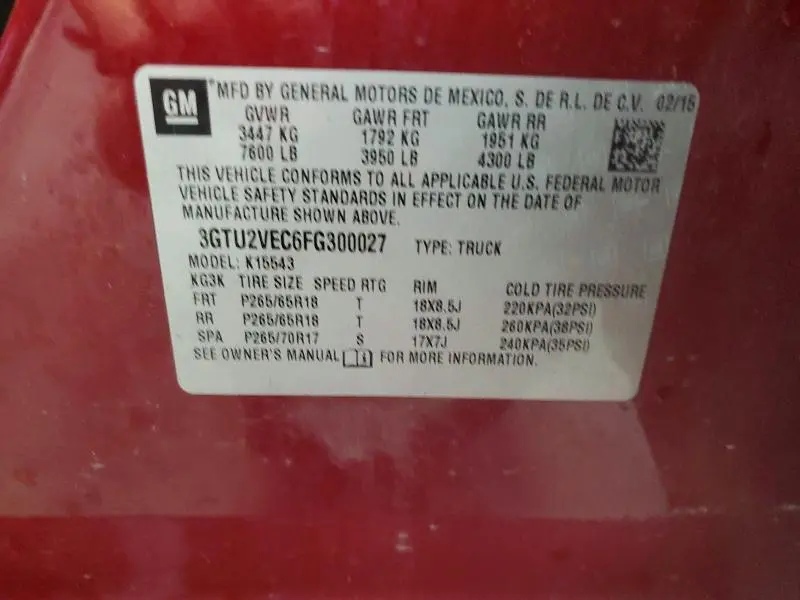 2015 GMC SIERRA K1500 SLT  