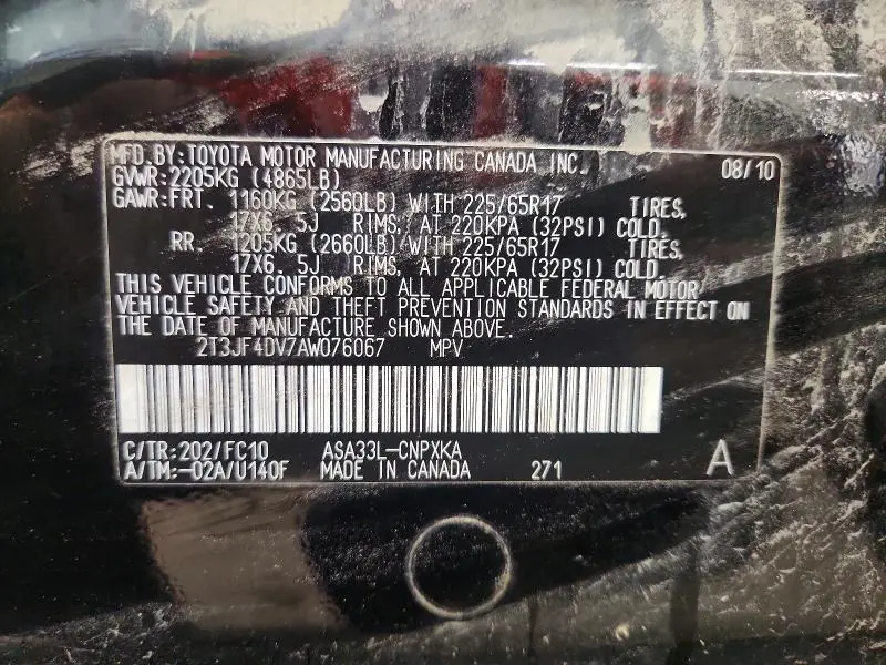 2010 TOYOTA RAV4 BASE  