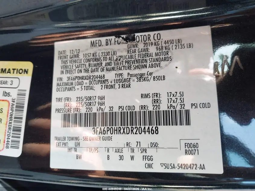 2013 FORD FUSION SE