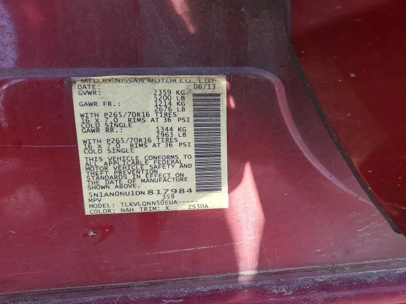 2013 NISSAN XTERRA X  