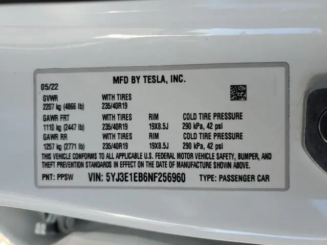 2022 TESLA MODEL 3