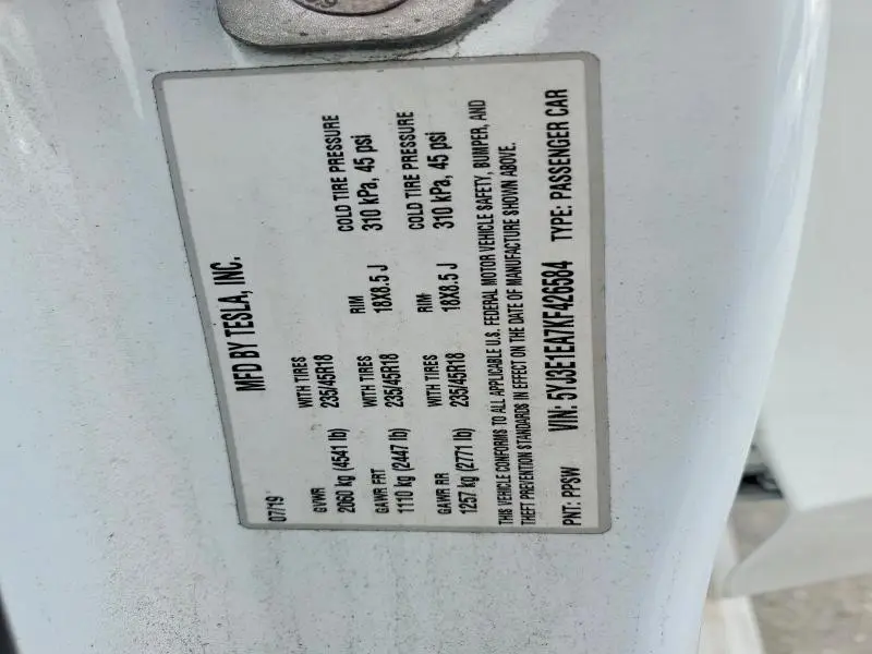 2019 TESLA MODEL 3 LONG RANGE