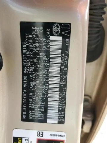 2011 TOYOTA COROLLA BASE  