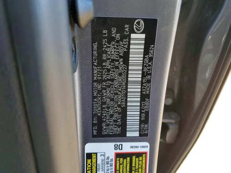 2021 LEXUS ES 250 BASE  