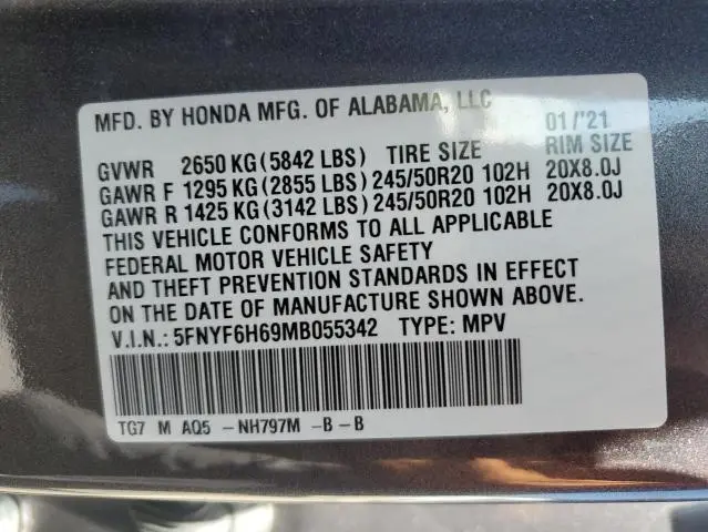 2021 HONDA PILOT TOURING  