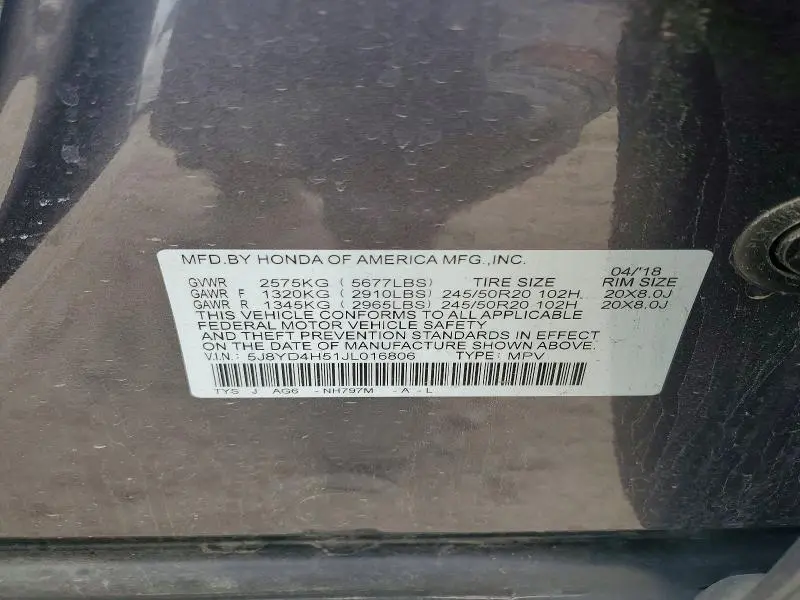 2018 ACURA MDX   