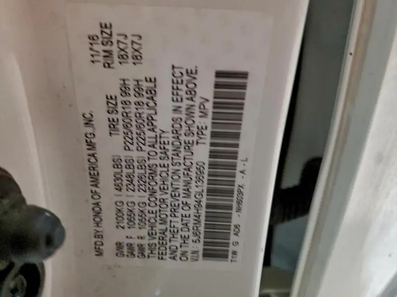 2016 HONDA CR-V TOURING  