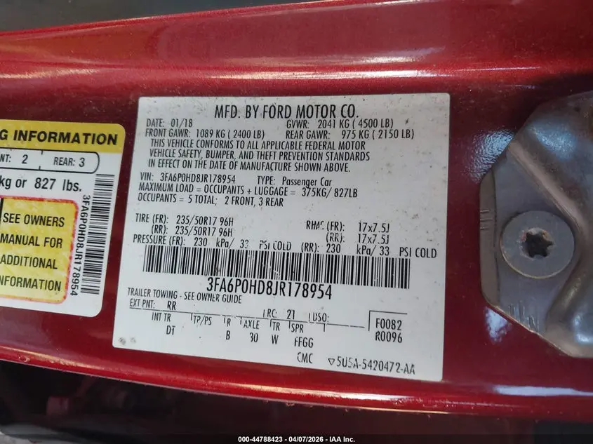 2018 FORD FUSION SE