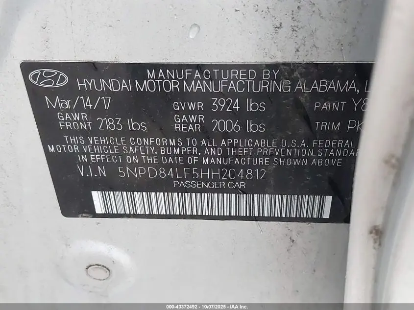 2017 HYUNDAI ELANTRA SE