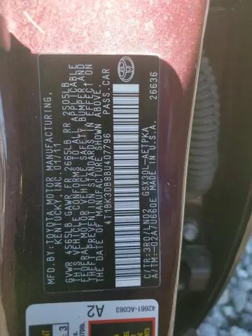 2011 TOYOTA AVALON BASE  