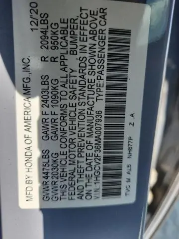 2021 HONDA ACCORD SPORT  