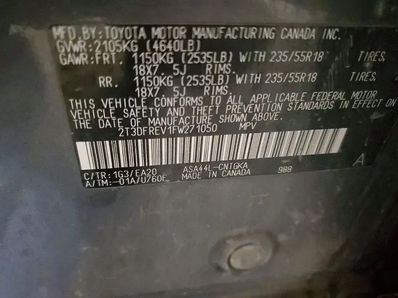 2015 TOYOTA RAV4 LIMITED  