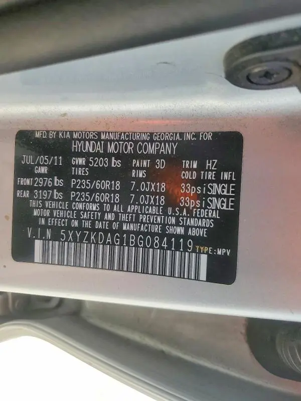 2011 HYUNDAI SANTA FE LIMITED  