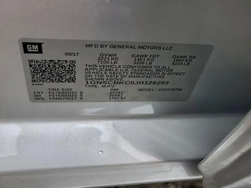 2018 CHEVROLET TAHOE C1500 LT  