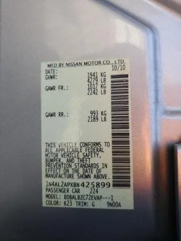 2011 NISSAN ALTIMA BASE  