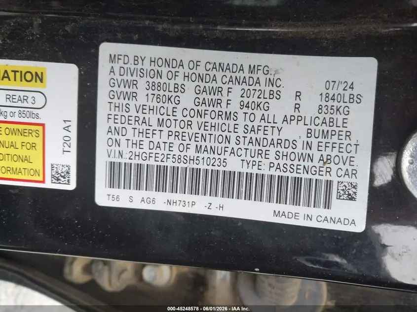 2025 HONDA CIVIC SPORT
