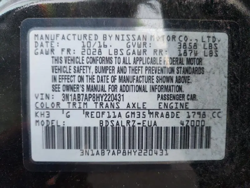 2017 NISSAN SENTRA SR  