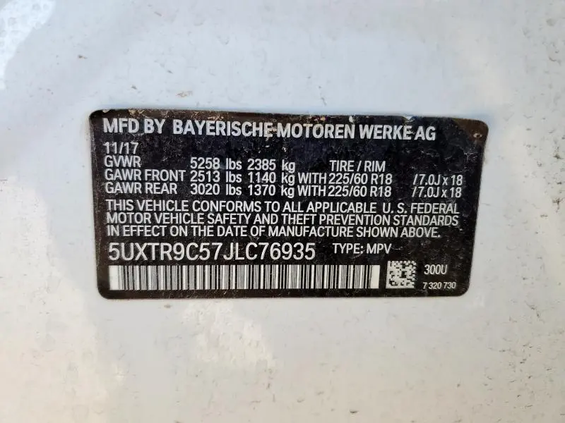 2018 BMW X3 XDRIVE30I  