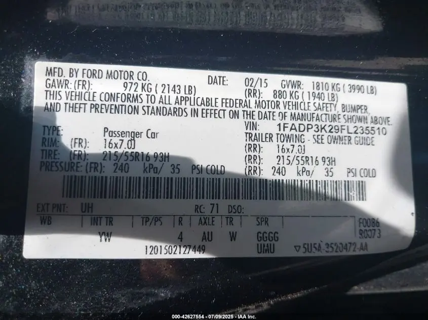 2015 FORD FOCUS SE