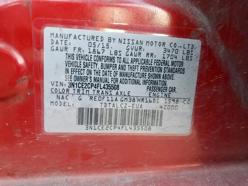 2015 NISSAN VERSA NOTE S  