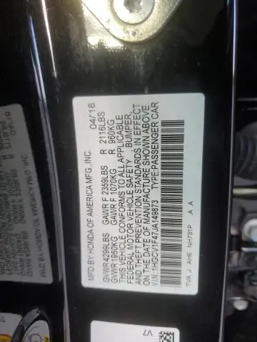 2018 HONDA ACCORD EX  