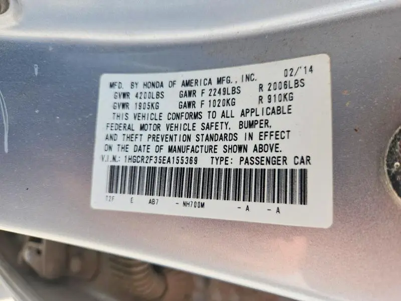 2014 HONDA ACCORD LX  