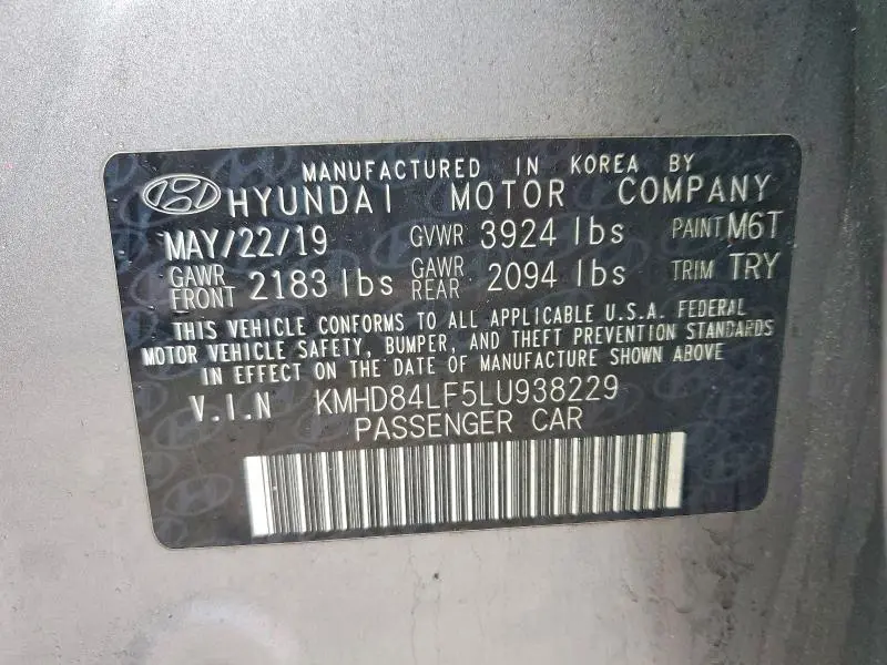 2020 HYUNDAI ELANTRA SEL  