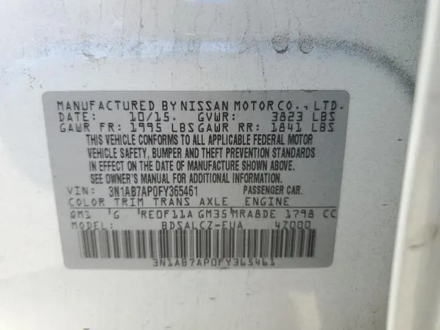 2015 NISSAN SENTRA S  