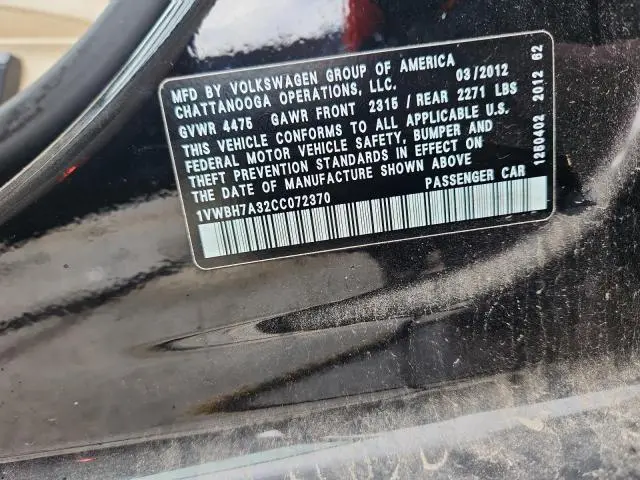 2012 VOLKSWAGEN PASSAT SE