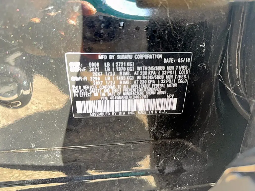 2019 SUBARU ASCENT TOURING  