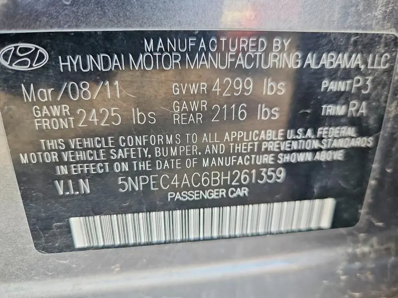 2011 HYUNDAI SONATA LIMITED  