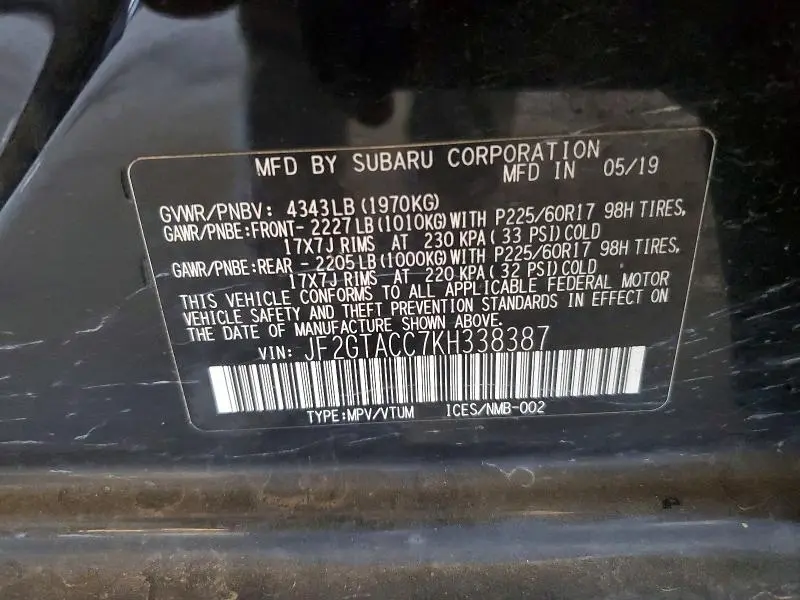 2019 SUBARU CROSSTREK PREMIUM  