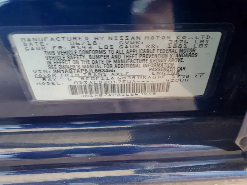 2018 NISSAN SENTRA SV  