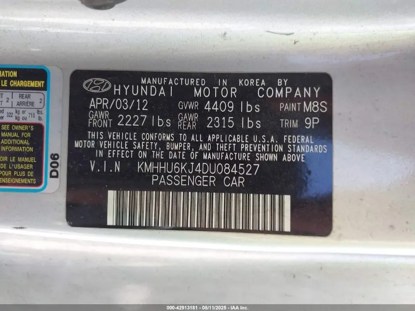 2013 HYUNDAI GENESIS 3.8 GRAND TOURING