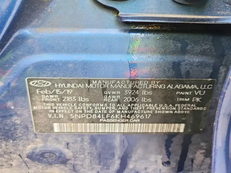 2019 HYUNDAI ELANTRA SEL  