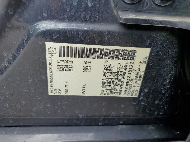 2012 NISSAN MAXIMA 3.5 S  